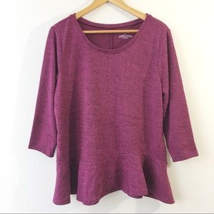 NWT Lane Bryant Peplum Knit Blouse 3/4 Sleeve